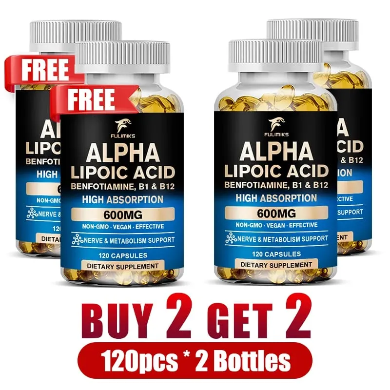 Buy 1 Get 1 Free! Fulimiks Alpha Lipoic Acid Capsules with Vitamin B1 for Nerve Health Brain Function Support Heart Health