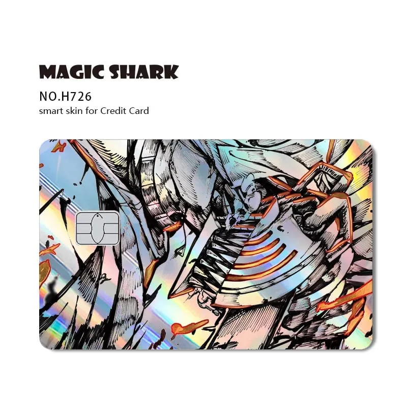 1pc Front Cool Anime Evil Holographic Laser Shinny Film Skin Sticker Cover for Debit Bank Credit Card