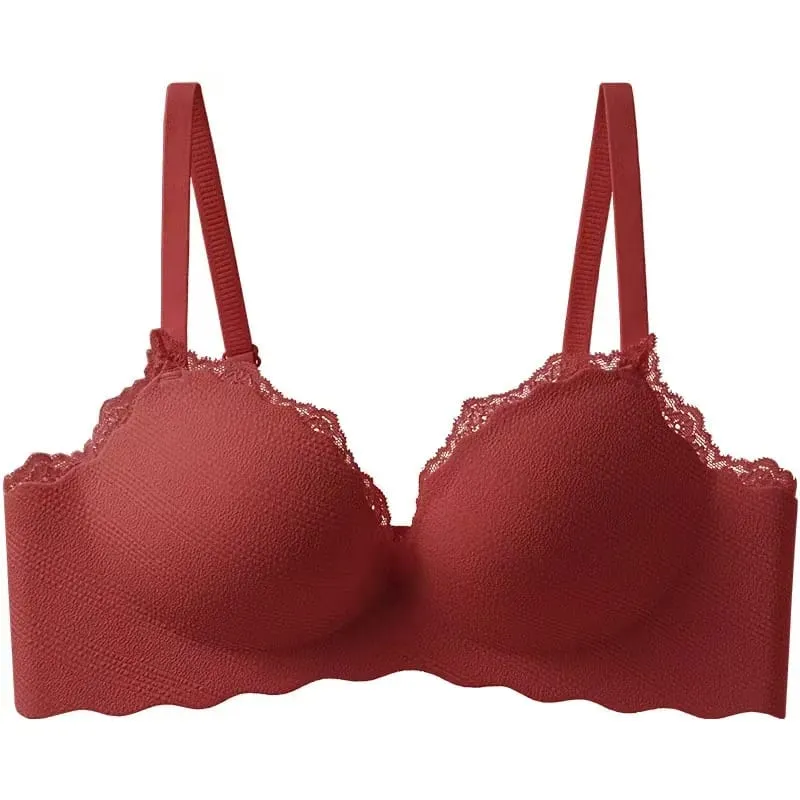 2025 Fashion Lace Thickened One-piece Seamless Push Up Lingerie Small Breast Gathering Comfortable Bra For Women