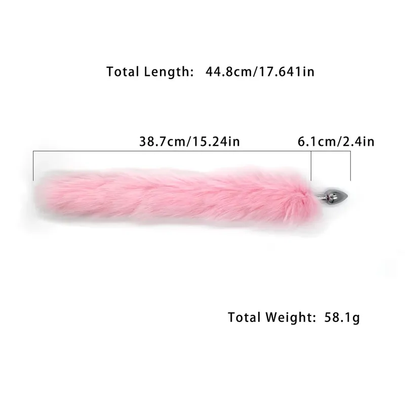 Metal Anal Plug with Long Fluffy Tail – Fox Tail Butt Plug for Cosplay Role Play BDSM Adult Toy