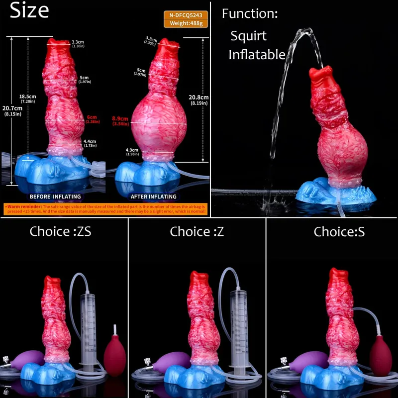 Gode ​​gonflable en Silicone avec nœud d'éjaculation, circonférence réglable, fantaisie, pénis de cheval, jouets sexuels pour adultes, dilatateur Anal
