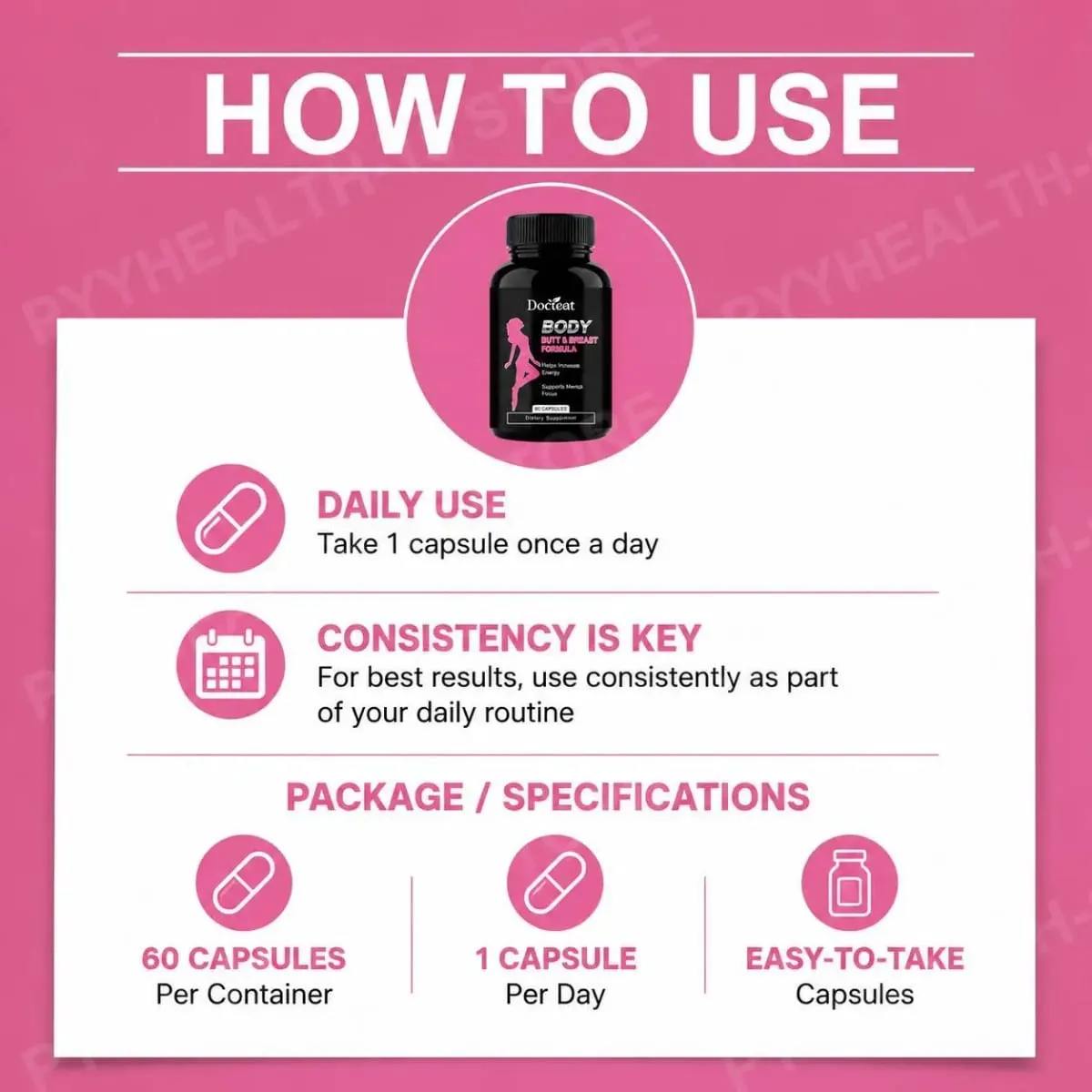 Docteat Body Butt & Breast Formula Capsules Helps Increase Energy and Supports Mental Focus with Creatine and Whey 60 Capsules