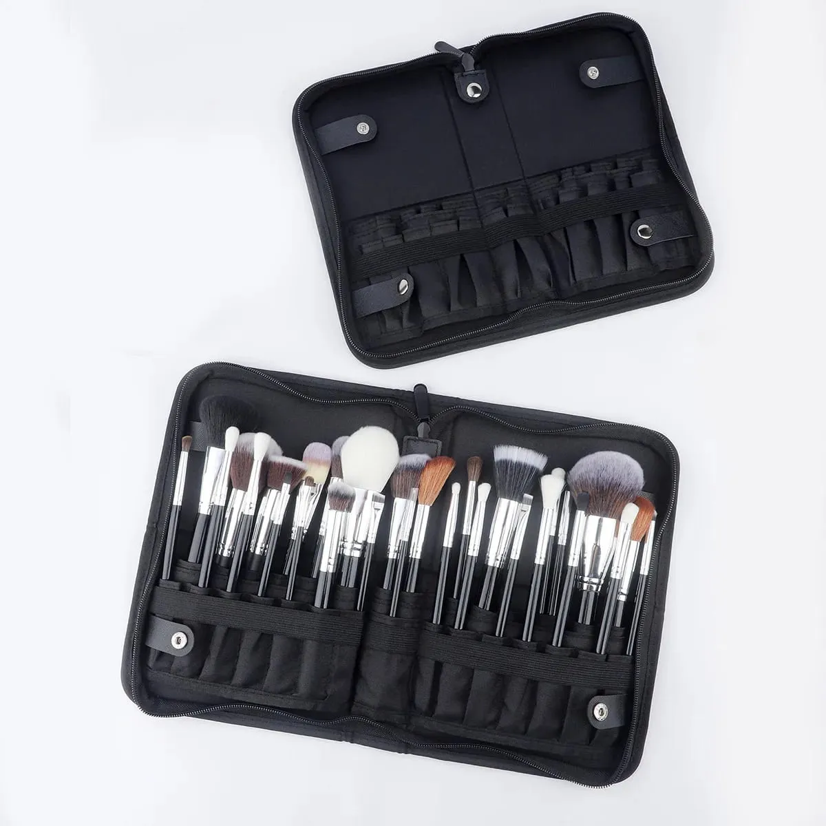 High Quality 14/23/29 Holes PU Cosmetic Makeup Brushes Pouch Portable Black Waterproof Oxford Beauty Brush Bag Organizer