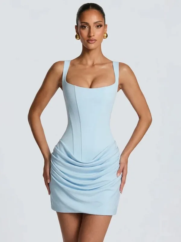 Elegant Yellow Strapless Pleated Long Dress Women Chic Solid Sleeveless Waist Cinching Split Gown 2026 Lady Evening Party Robes — image 17