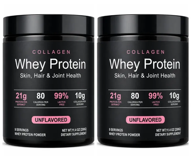 Collagen Whey Protein Powder Unflavored with Whey Isolate Collagen Peptides Vitamin C Daily Nutrition Support 200g