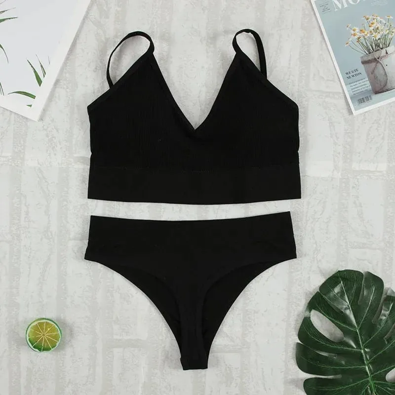 2Pcs Bra Set Underwear Set Women Panties Sexy G-String Seamless Bralette Female Lingerie Soft Tank Crop Top 2026
