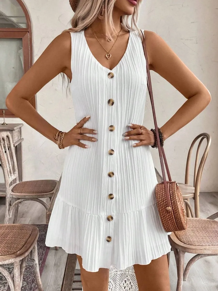 1 Piece V-Neck Elegant Summer Dress A-Line Design Comfortable and Breathable lotus Leaf Edge Grand and Elegant