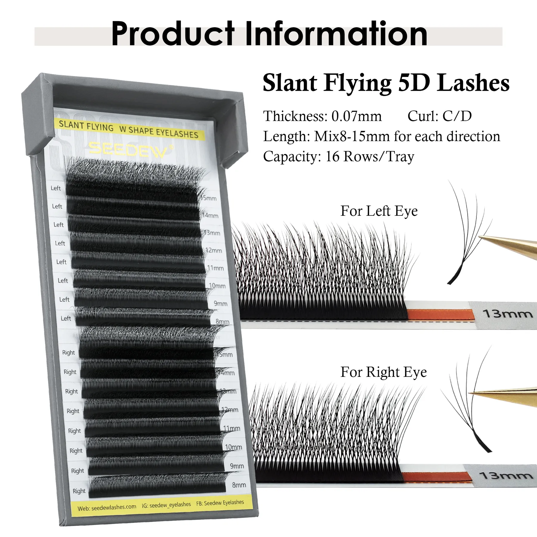 Fox 5D Eyelash Extension W-Shaped Clover Air Serie Cat Eye Volume Fox Eye Lashes Slant Flying False Eyelashes — image 5