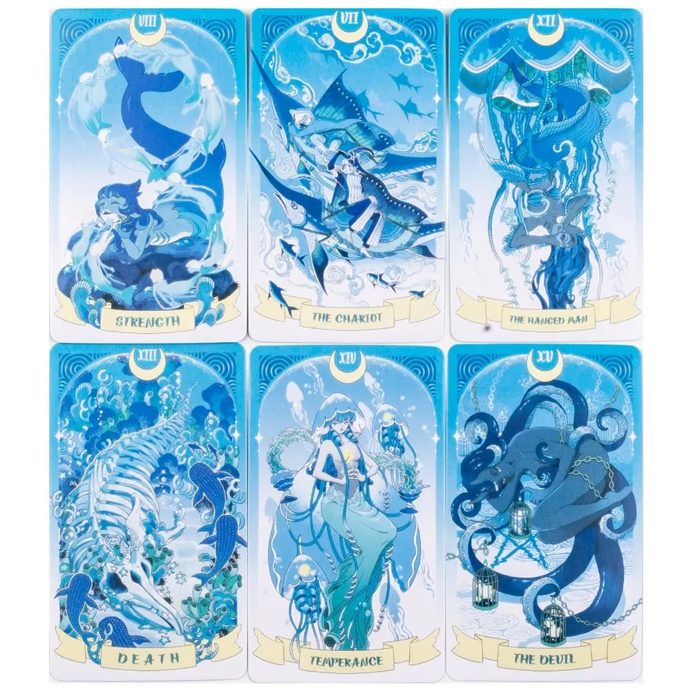 Sea in Moonlight New Moon Tarot Cards English Version 78PCS Ocean Themed Emotional Healing Divination Board Game Tarot Cards — image 5