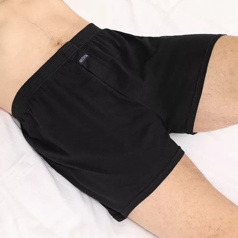 الرجال الملاكم بانتي مجموعة Underpant فضفاض كبير قصير قميص أبيض بحجم ضخم الملابس الداخلية للرجال سراويل بوكسر الصلبة الذكور الأوسط الملاكم
