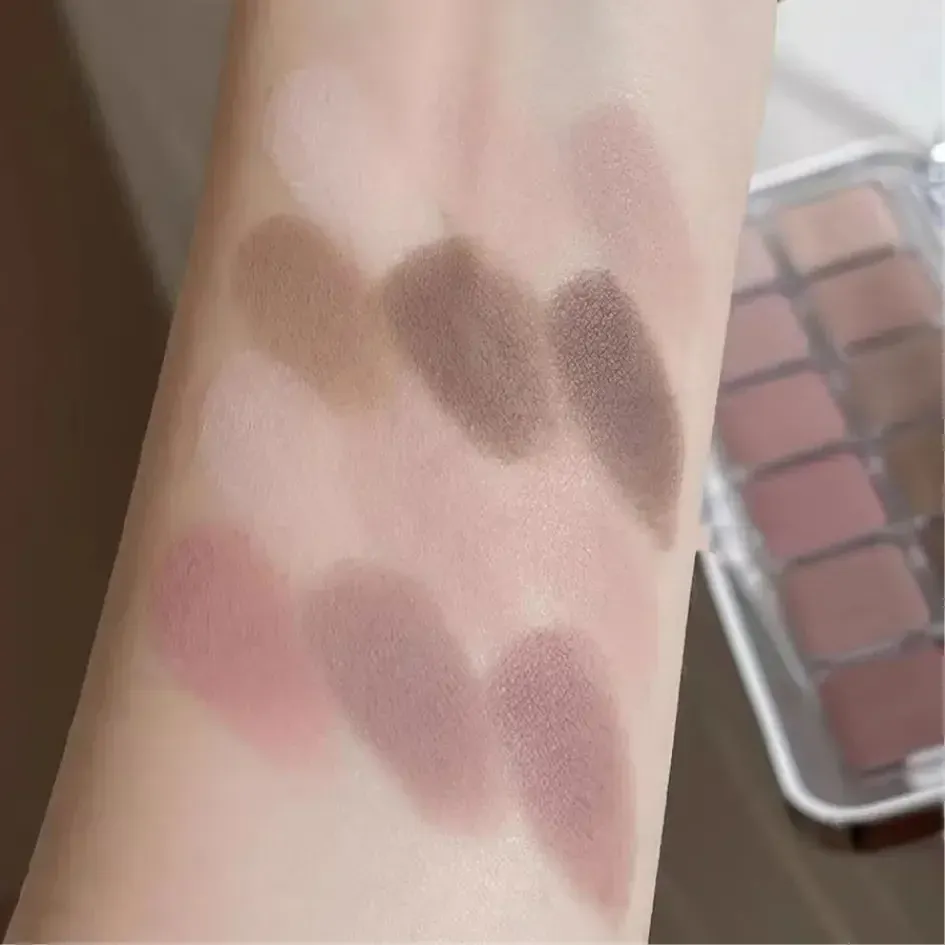 Paleta de sombras de baixa saturação, 12 cores, todas foscas, chá coreano, damasco, maquiagem diária, sombras de longa duração