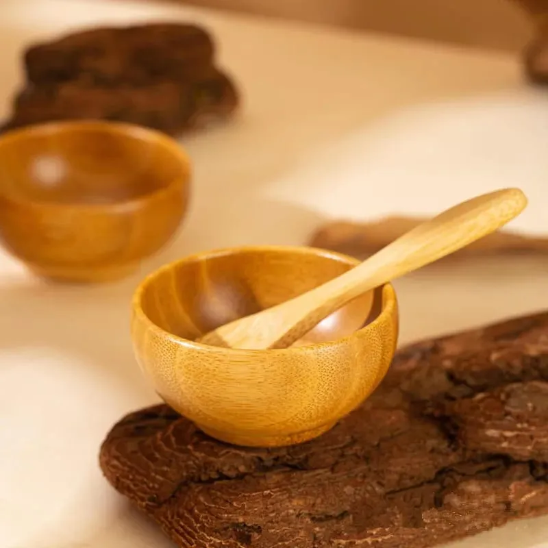 5/10/30/50pcs Bamboo DIY Face Mask Mixing Bowl with Spoon Aromatherapy Bowl Set Massage Oil Face Care Makeup Tool Kits — image 3