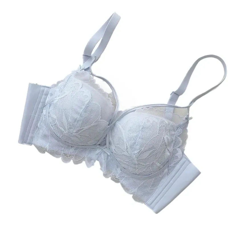 Ladies French Garden Lace Bra Set MOYISU 32-38 AB Wireless Thin Cup Push Up Lift Anti Sag Seksi جنسي Daily Small Bust Lingerie