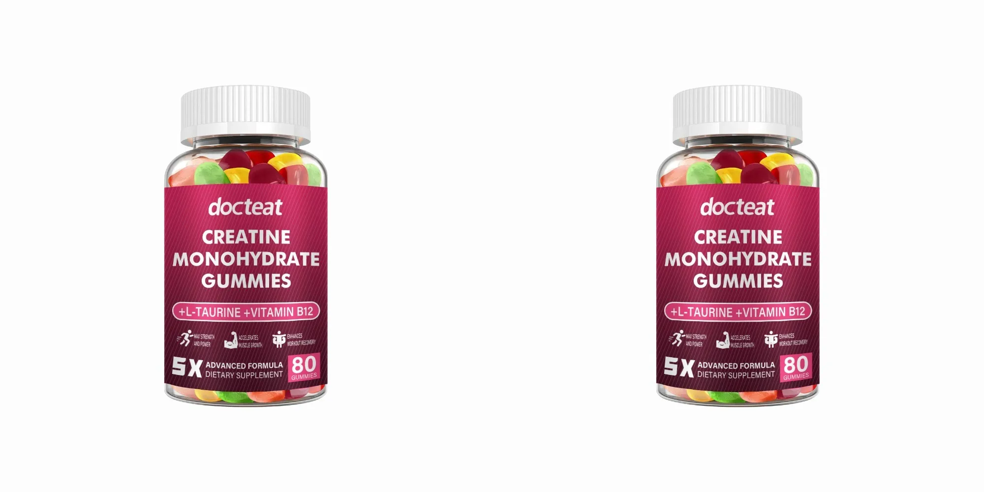 Creatine Monohydrate Gummies 80 Count with Taurine Vitamin B12 Chewable Sports Nutrition Supplement for Muscle & Energy Support