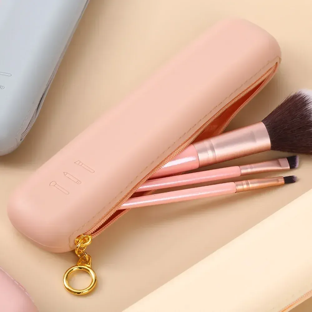 1pc silicone compõem escovas saco de armazenamento multi função viagem maquiagem escova titular portátil ferramenta cosmética organizadores caso com zíper