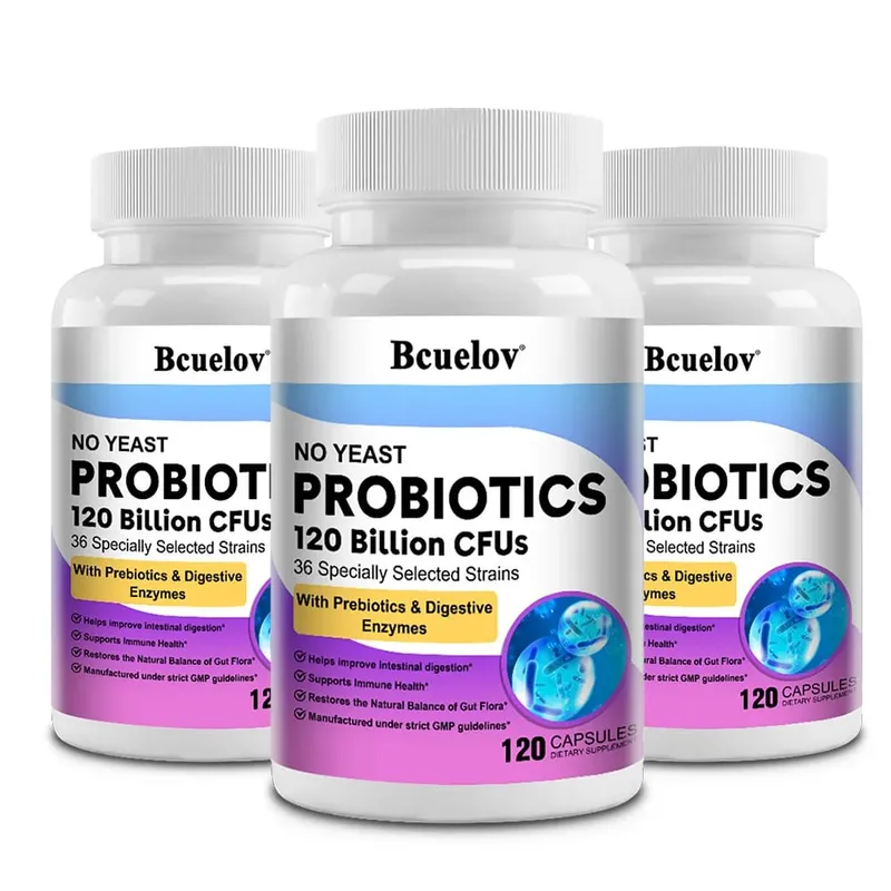 Probiotics 120 Billion CFU 36 Strains + Prebiotics + Digestive Enzymes Gut Digestion & Immune System Support Regulates Mood