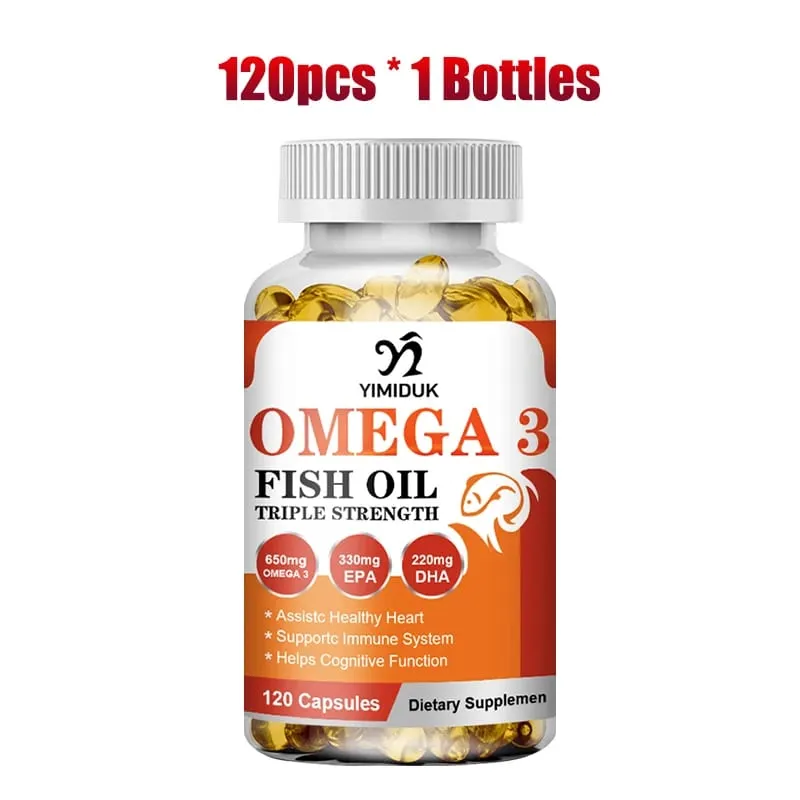 Buy 1 Get 1 Free! Ultra Strength Omega 3 Fish Oil Supplement for Immunity Mood Bones & Cardiovascular Function GMP Certified