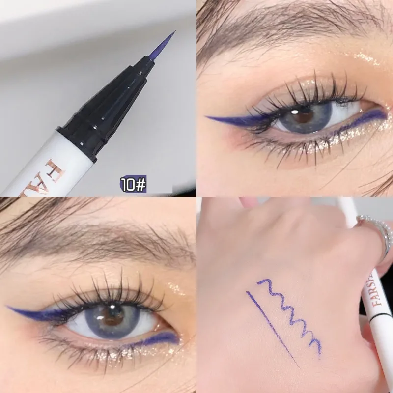 12 farver vandtæt eyeliner Pen Ultra-fin spids flydende eyeliner Langtidsholdbar eyeliner Hurtigtørrende farverig makeup til cosplay — image 17