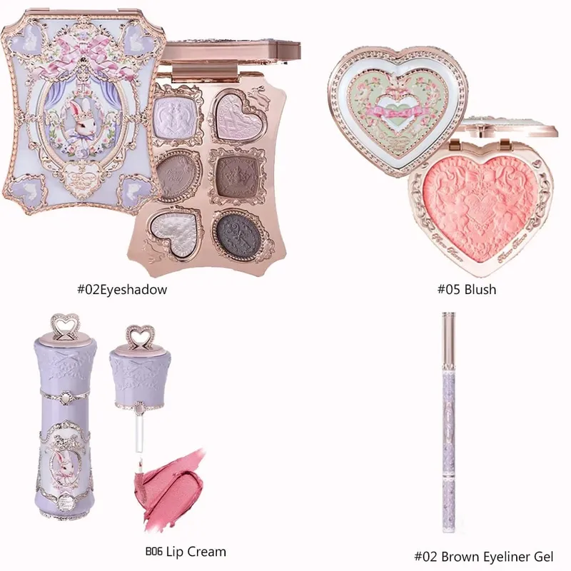 Flowerknows caixa de presente conjunto de maquiagem pequeno anjo caixa completa lábio esmalte blush concha jóias flor saber kit de presente de aniversário