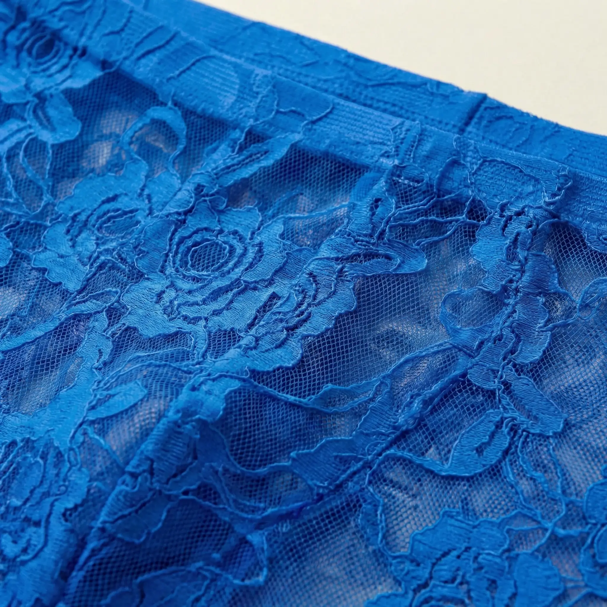 1Pc Men's Fashion New Design Sexy Lace Embroidery, High Elasticity Transparent Lace Flat Corner Underwear, Sexy, Ice Silk