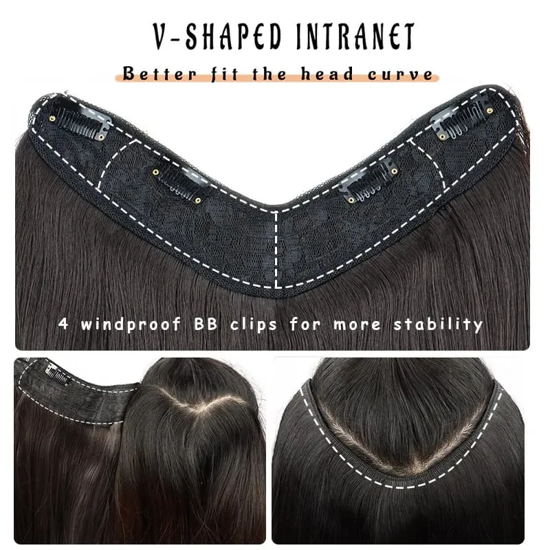 22 Inch U Shape One Piece Hair Extensions Long Layered Inward Curly Synthetic Wig Invisible Seamless Hairpiece For Women Daily W