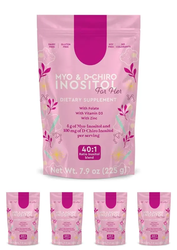 Myo Inositol & D-Chiro Inositol Powder 40:1 Ratio 225g 45 Servings with Folate Vitamin D3 and Zinc Daily Nutrition — image 11