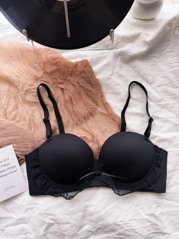 Red Half-Cup Lace Bra Set for Small Chests Adjustable Support Anti-Sagging Push Up Sexy Lingerie Set Women Birthday Gift