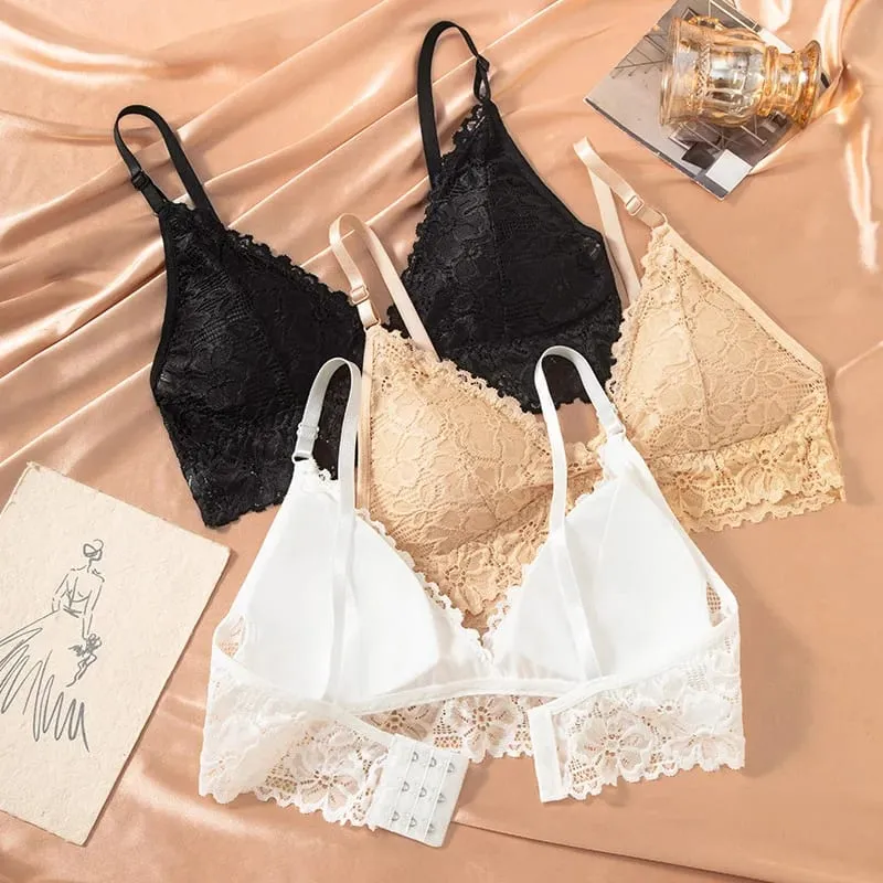 Women's Bra Set Large Size Sexy Lace Gathering Sling Vest Breathable Underwear Panties Womens Lingerie Set Bra and Panty Set