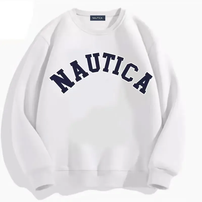Nautica's fleece-softening warm-weather casual sportswear for both men women featuring printed designs Loose men's sweatshirt