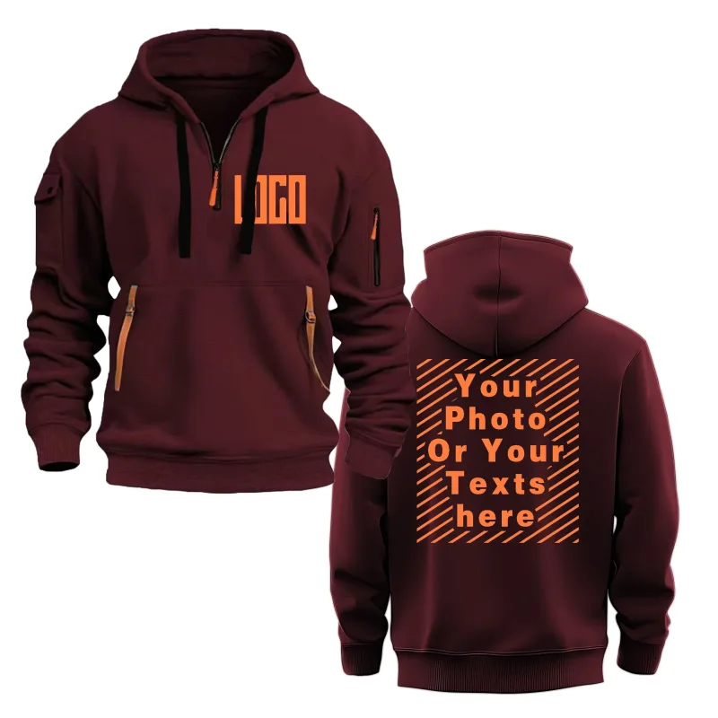 Men's and Women's Custom Printed Hoodies Loose Casual Sportswear Zippered Long-sleeved Hoodies with Pockets on the Sleeves