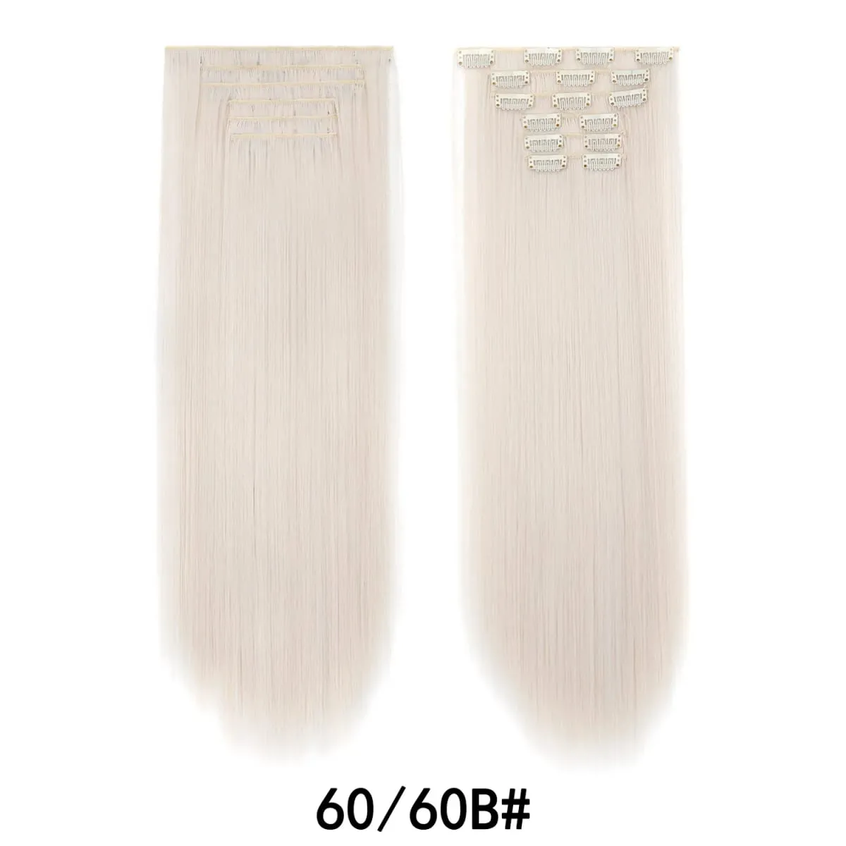 24 Inch 6PCS Clip In Hair Extensions Straight Synthetic Hair Extensions Dark Brown Long Natural Looking Hair Piece for Women