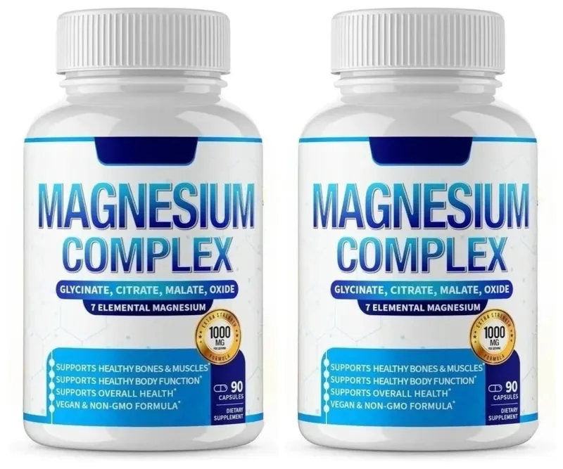 Suplemento complejo de magnesio, 90 unidades con 7 formas de glicinato de magnesio, citrato, malato, orotato, taurato, soporte mineral diario
