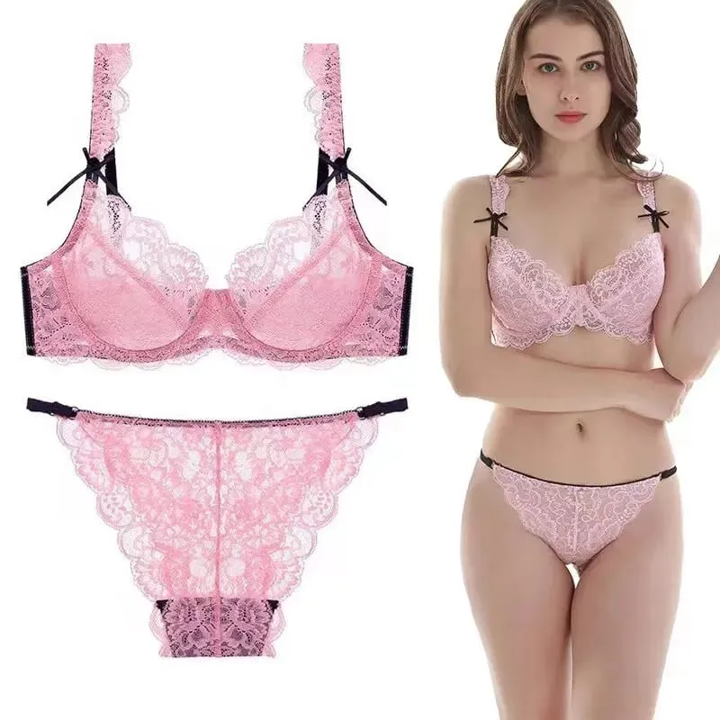Lace Minimizer Bra Ultra Thin Sponge Free Wirefree Seamless Full Coverage Bust Push Up Comfort Lingerie Set BANERDANNI