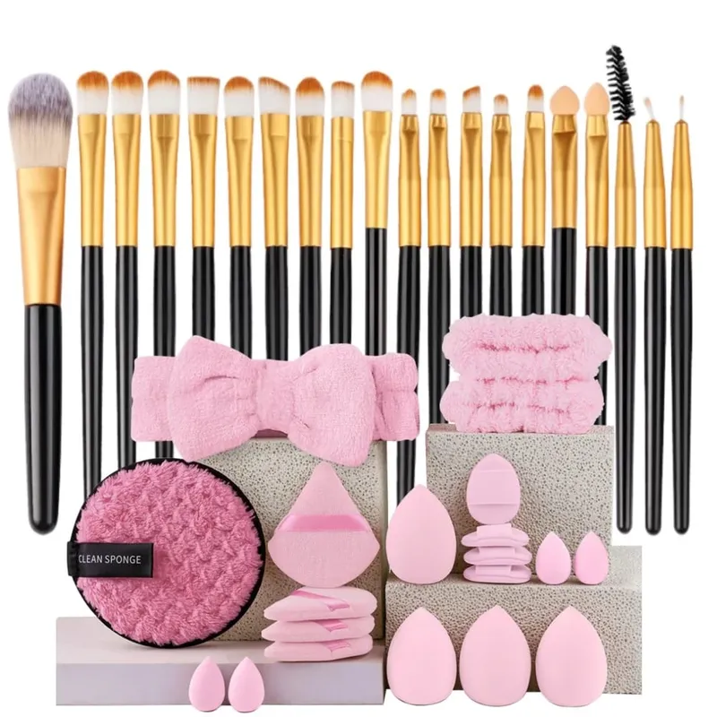 20pcs Makeup Brush Set Soft Fluffy Cosmetic Foundation Powder Eyeshadow Kabuki Blending Make Up Brush Beauty Tool Makeup Sponge