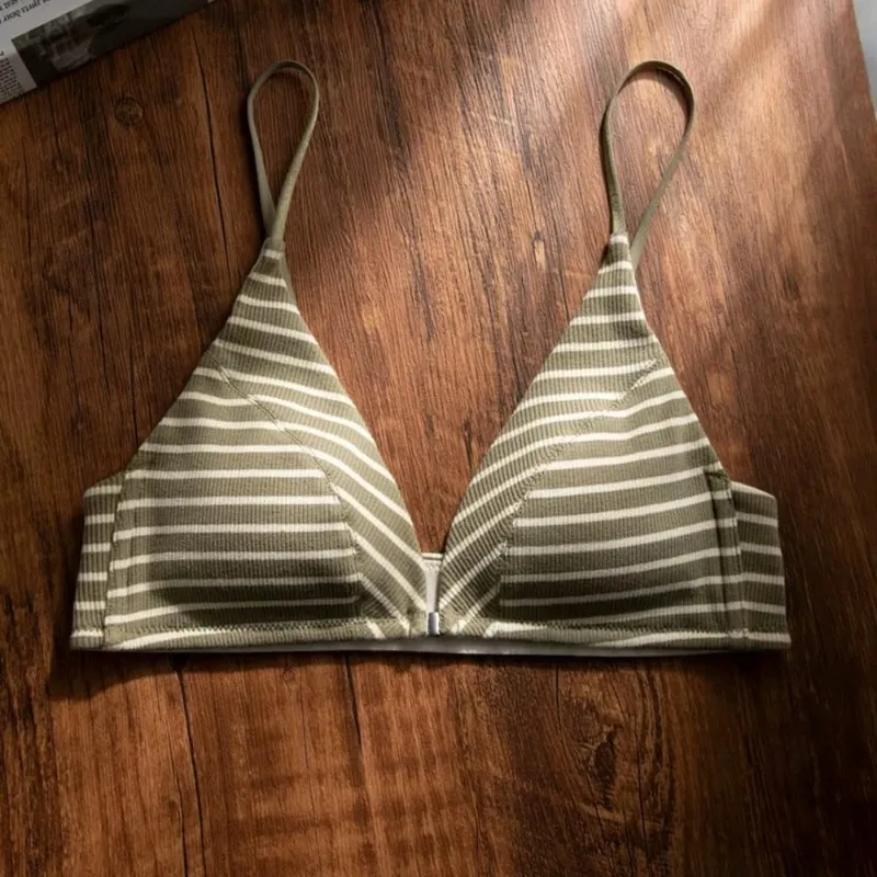 omen Front Closure Bra Set Summer Thin Spaghetti Strap Sexy Triangle Cup Backless Brassiere Lingerie Set 32‑38 Size