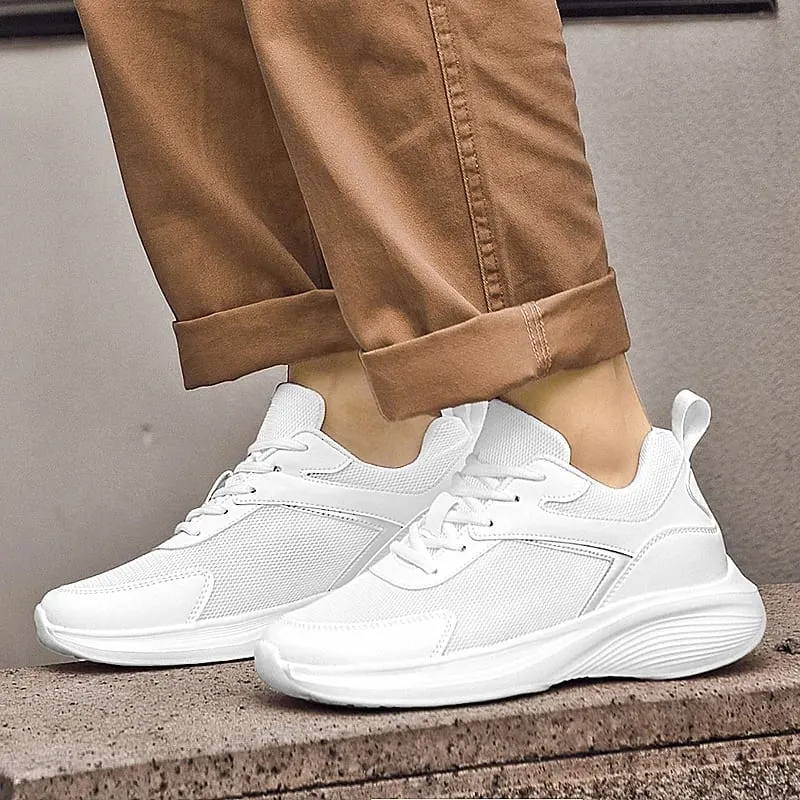 Men Fashion Height Increasing Sneakers Breathable Mesh Height Increase Shoes Microfiber Sole Comfortable Outdoor Walking Shoes