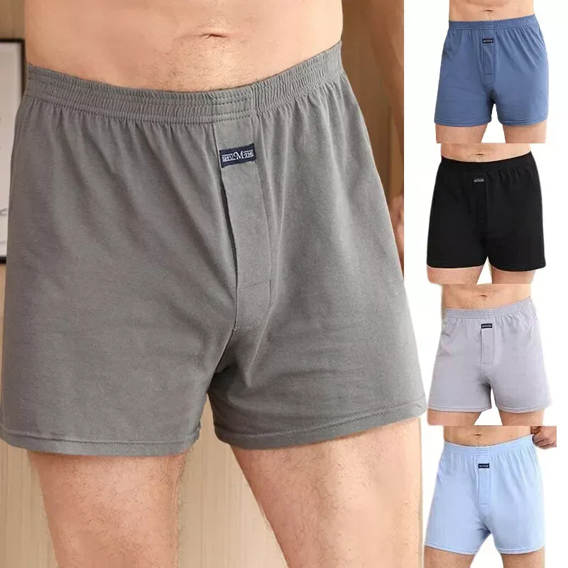 الرجال الملاكم بانتي مجموعة Underpant فضفاض كبير قصير قميص أبيض بحجم ضخم الملابس الداخلية للرجال سراويل بوكسر الصلبة الذكور الأوسط الملاكم