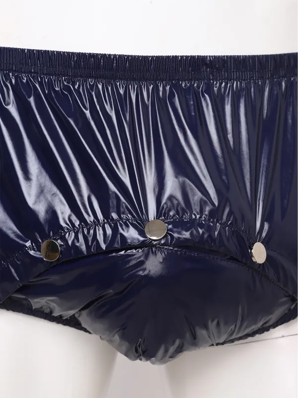 Cuecas masculinas com capa de fralda à prova d'água, com botões de pressão frontal, anti-vazamento, roupa íntima adaptável para idosos, necessidades especiais