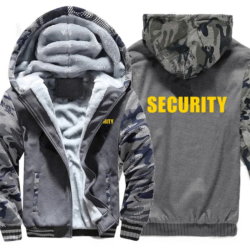Security Hoodies Men Cool Winter Thicken Wool Liner Security Professional Work Clothes Sweatshirts Pullover Jacket