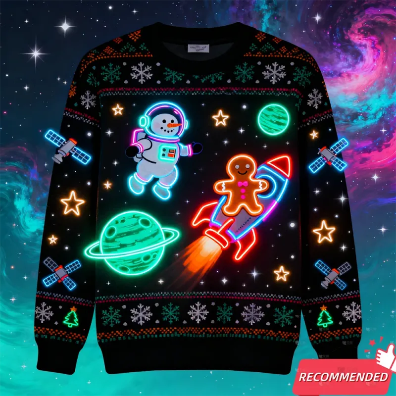 Pekeng Neon Light 3D Printed Ugly Xmas Sweater Para sa Babae Mga Damit ng Lalaki Maligayang Pasko Snowman Nakakatawa Santa Jesus Pullovers Tracksuit