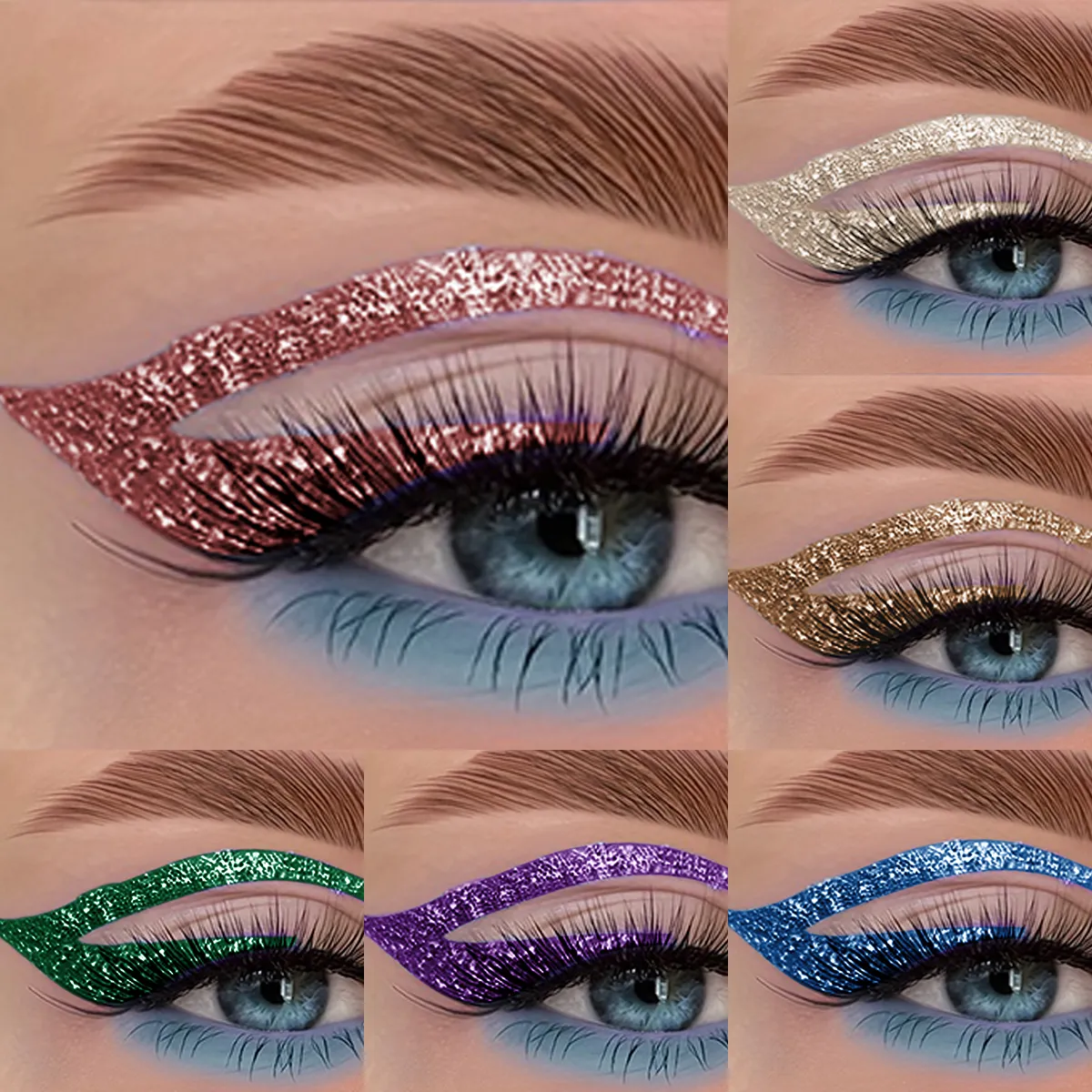 Crayon Eyeliner liquide à paillettes, imperméable, violet, rose, bleu, stylo pour les yeux, longue durée, séchage rapide, maquillage pour les yeux, 1 pièce — image 2