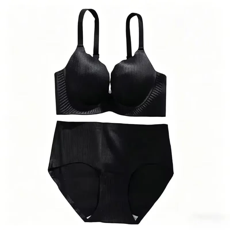 High Quality Thick Padded Wirefree Bra Set Women Seamless Solid Gathering Lingerie Comfort Push Up Effect Perfect for Smaller