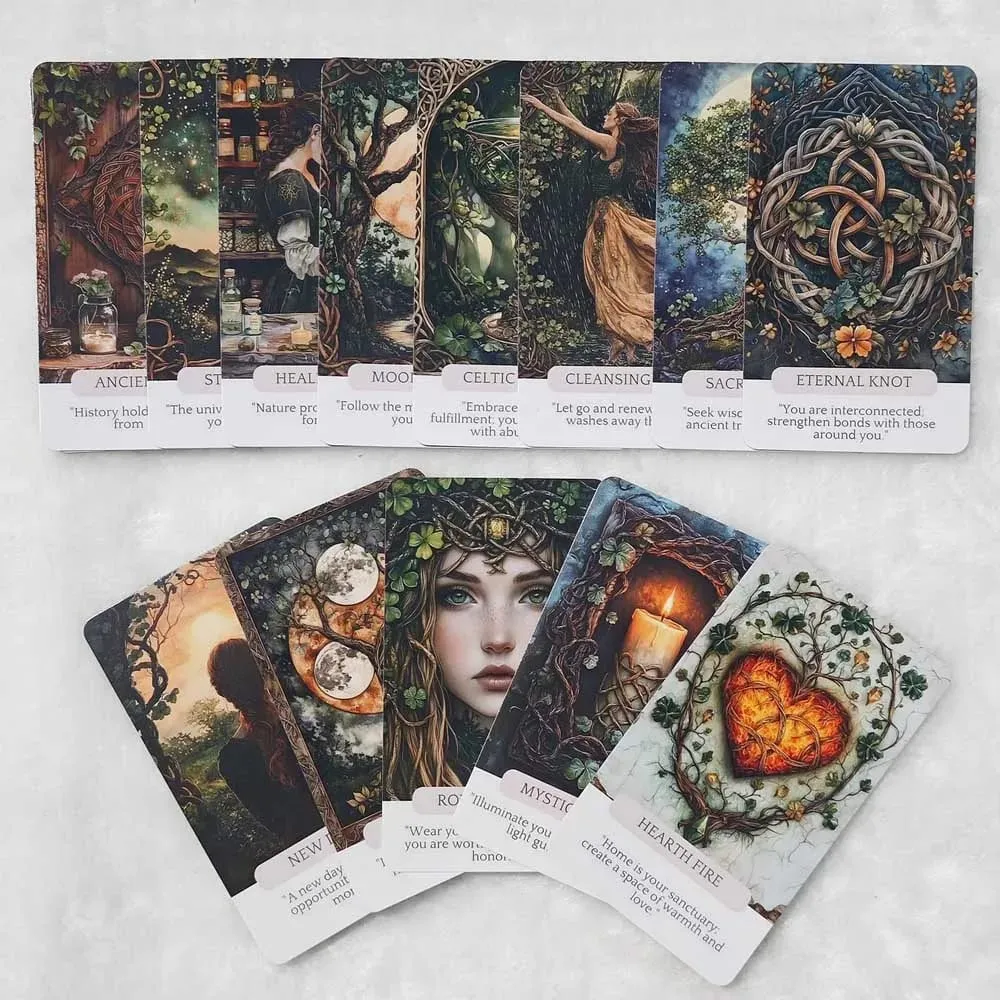 50 Pcs 13x8cm Celtic Magic Oracle Cards Create Your Magical Deck for Spiritual Practice Card Games