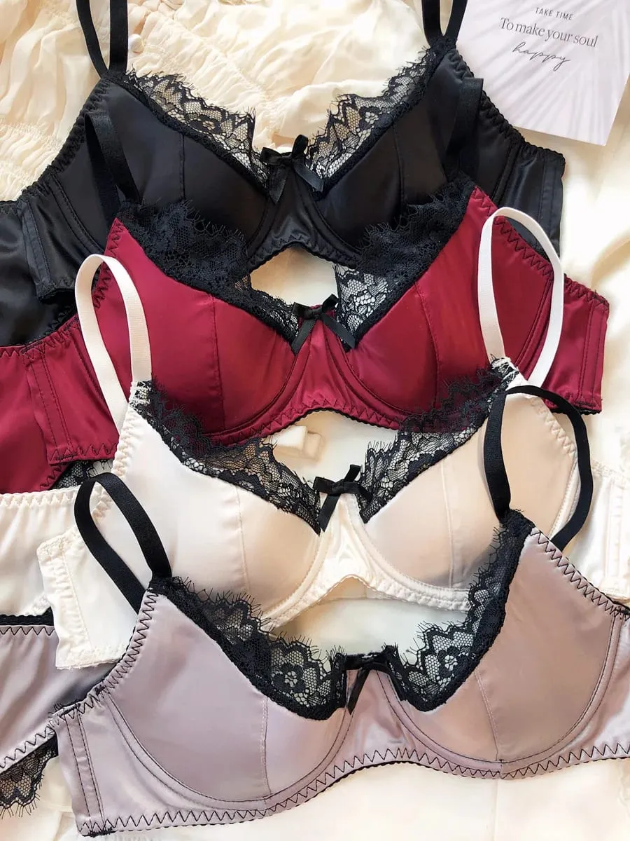 Sexy krajkové tenké košíčkové spodní prádlo pro ženy Sada francouzských podprsenek Push Up Vysoce kvalitní hedvábná tkanina Pohodlné prodyšné spodní prádlo Intimní souprava