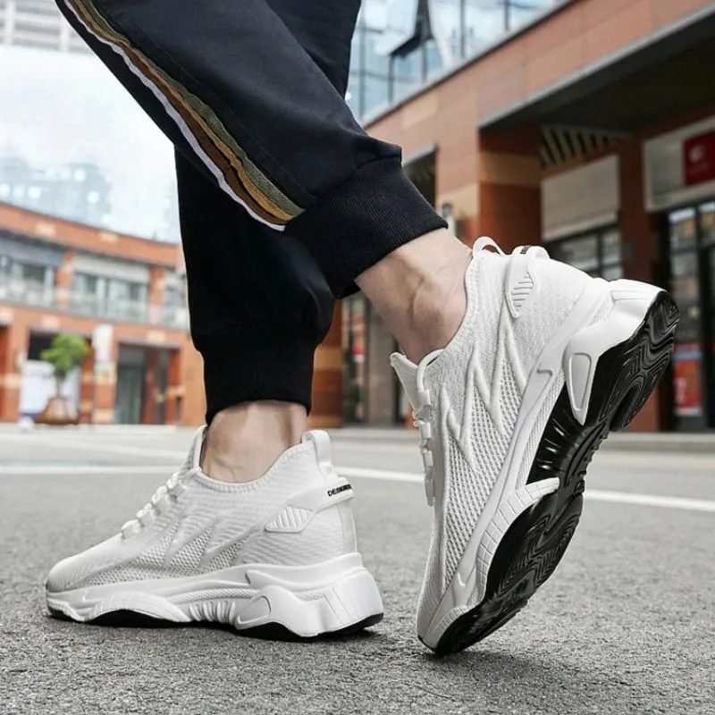Zapatos de hombre, zapatillas de deporte con aumento de altura de 10cm, zapatos informales transpirables para exteriores, zapatos con cordones para correr para hombre, zapatos de malla con suela suave y elevador — image 3