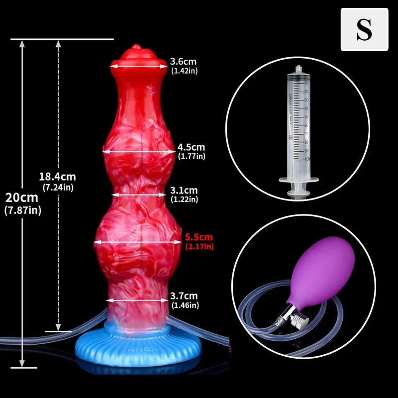 Kæmpe knude sprøjtende-oppustelig dildo med stærk sugekop Silikone oppustet analstik træner Begynder sexlegetøj til kvinder mænd