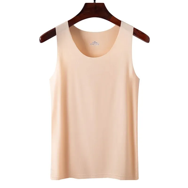 1pcs Summer Women Men Thin Tank Tops Seamless Ice Silk Vest Undershirt Underwear Students Korean-Style Slim Vest Sleeveless Tops
