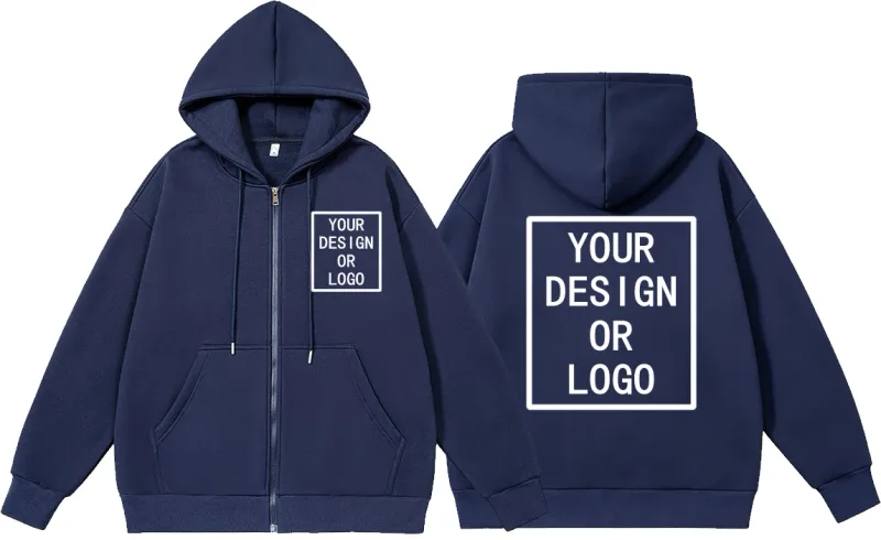 Personalizza il tuo design Logo del marchio/immagine Personalizzata personalizzata Uomo Donna Felpe con cerniera fai-da-te Felpa con cappuccio casual Nuovo pullover