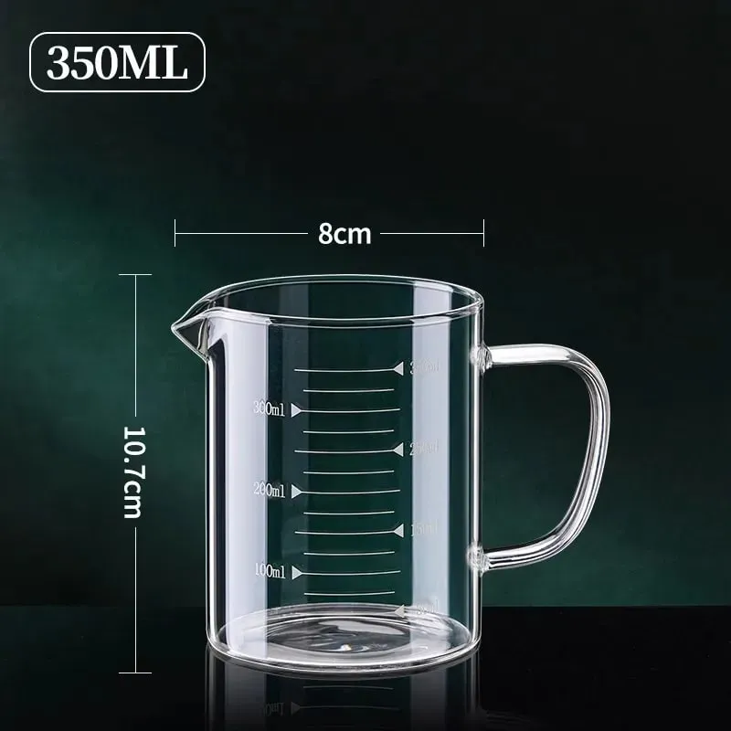1/2pcs Glass Measuring Cup With Handle Heat-resistant Laboratory Beaker Kitchen Milk Coffe Measuring Mug 250/350/500/1000ml