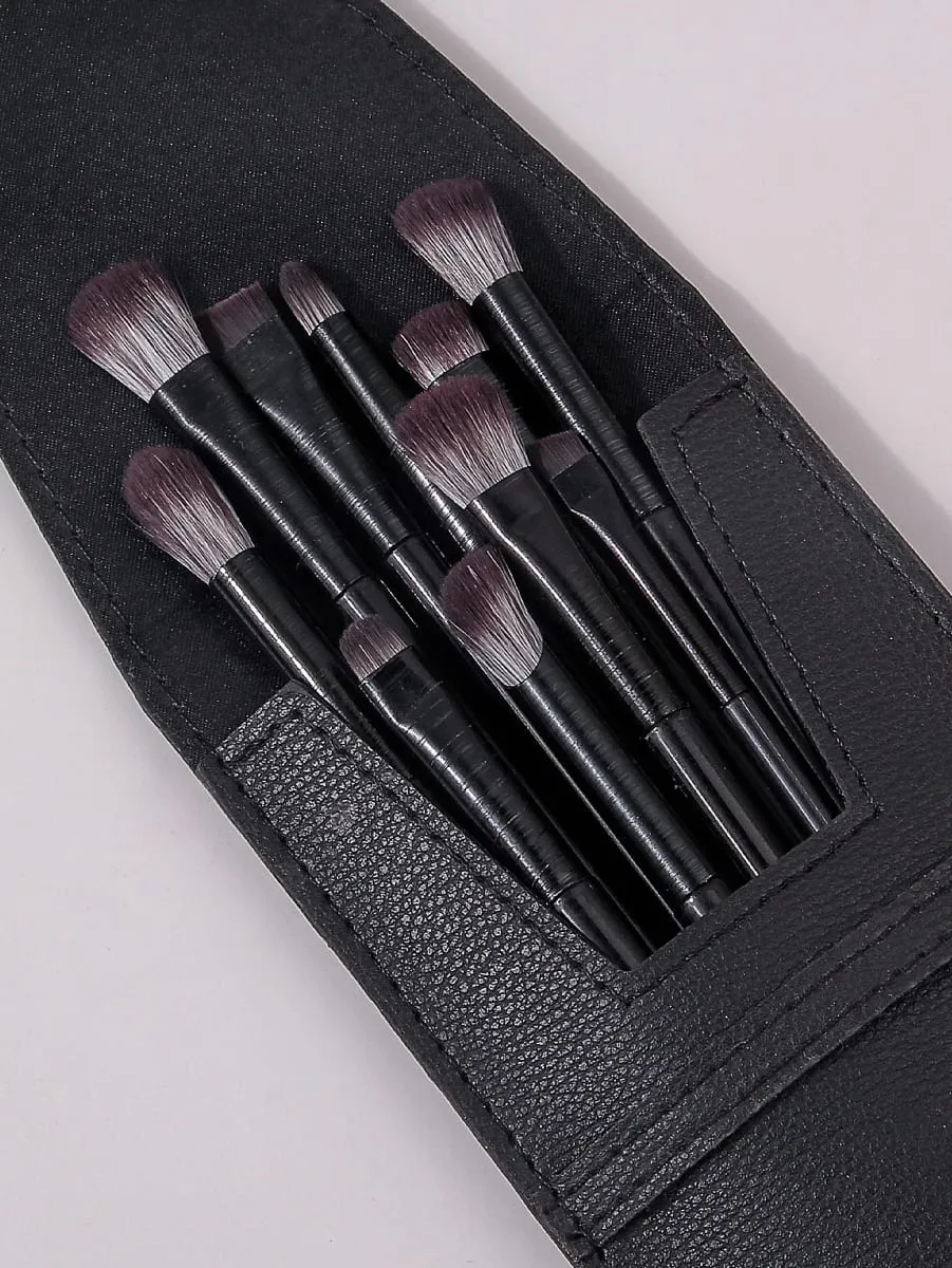 10-delt øjenmakeup børstesæt: Eyeliner øjenskygge Aegyo-sal børster med en PU læder makeup børstepose — image 4